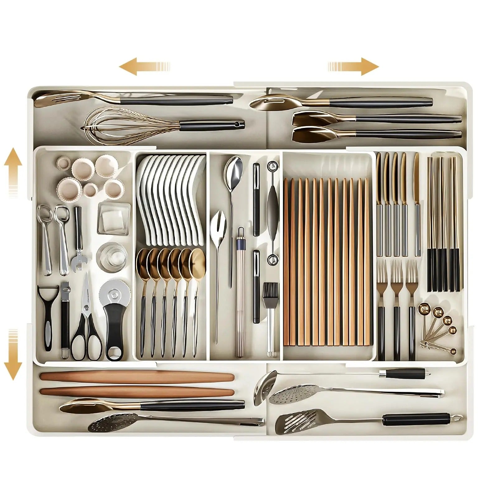 Expandable Drawer Organizer with Clear Compartments