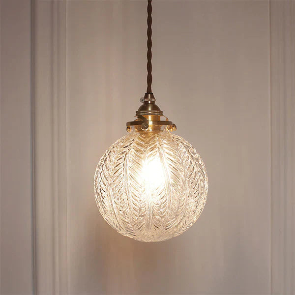 Pendant Light Glass Industrial Style with Textured Globe Shade