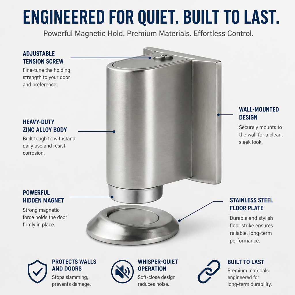 MagnaHold™ — Stop Door Slams and Protect Your Home with Silent, Ironclad Control