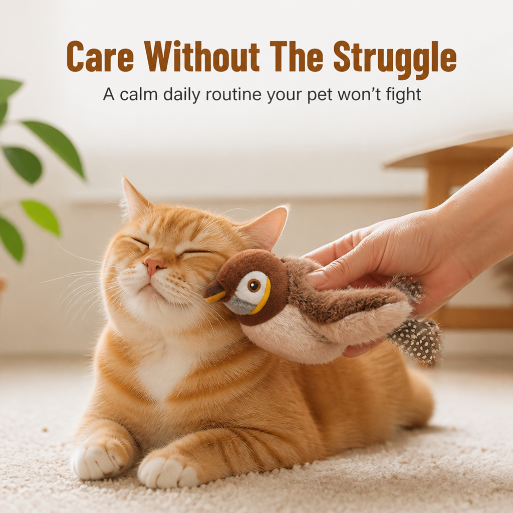 Touch-Activated Chirping Plush Cat Toy (Indoor)