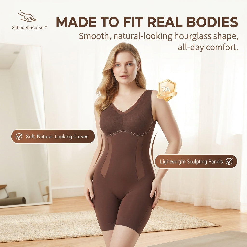 SilhouettaCurve™ – Seamless Full-Body Shaping Bodysuit with Tummy-Smoothing Panels
