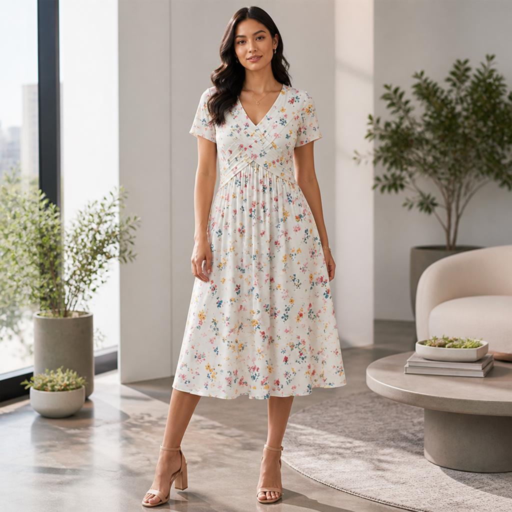 VivaLuxe™ Floral Twist Dress — Sculpt Your Curves and Radiate Confidence All Day Long