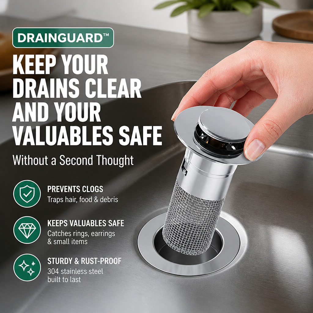 DrainGuard™ — Keep Your Drains Clear and Your Valuables Safe Without a Second Thought