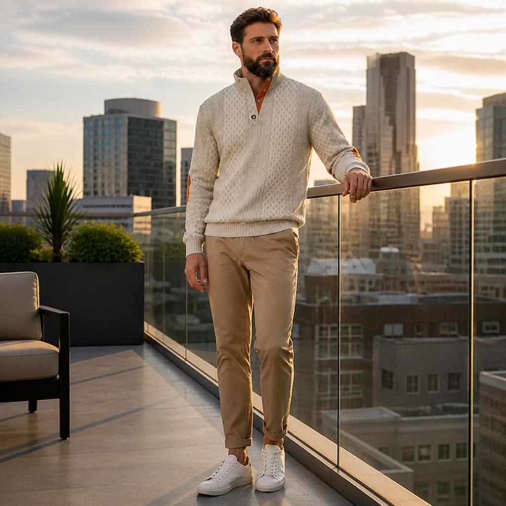 VeroLux™ Jacquard Collar Sweater — Command Every Room with Rugged Comfort and Sharp Style