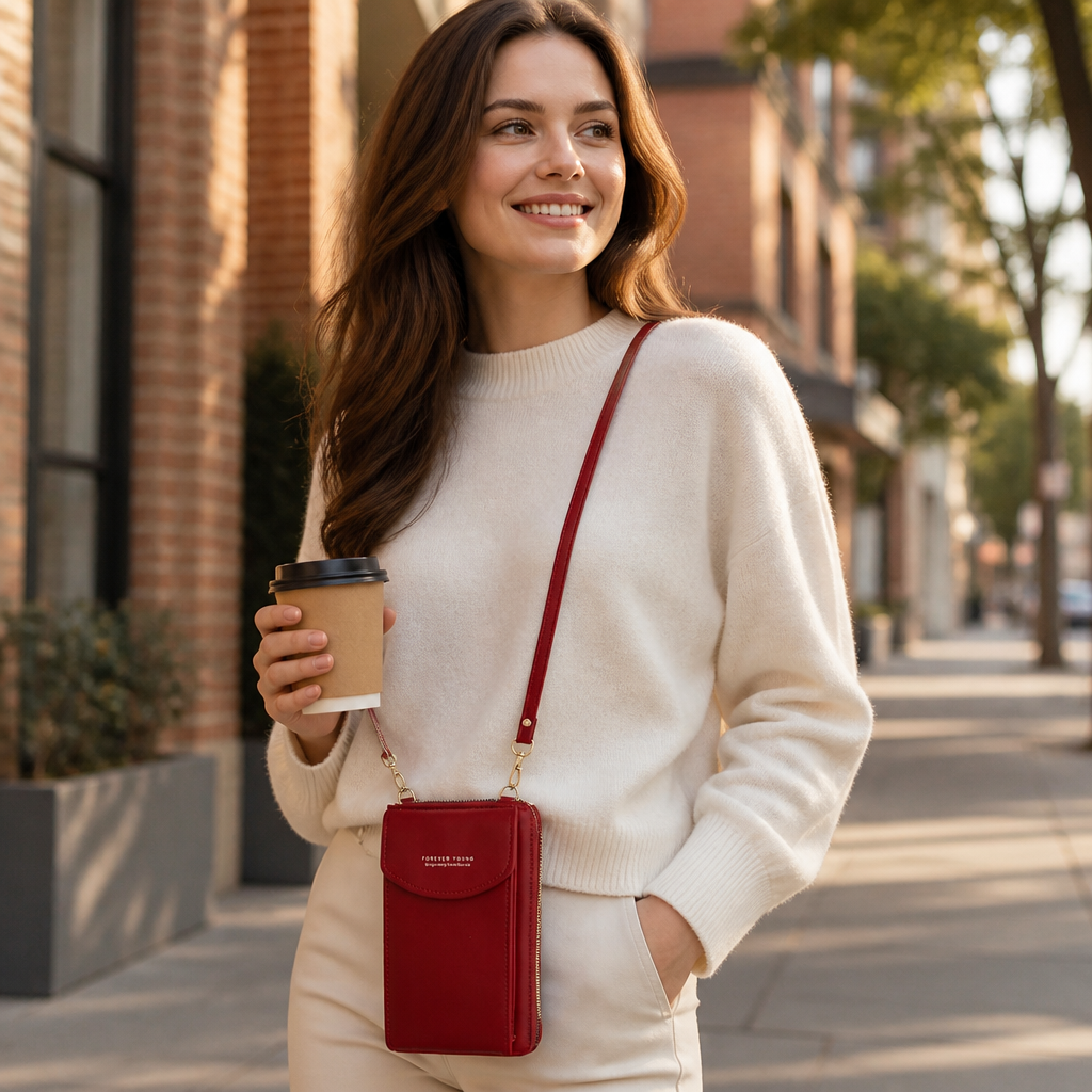 AeroStride™ – Slim Crossbody Phone Bag with Built-In Card Wallet