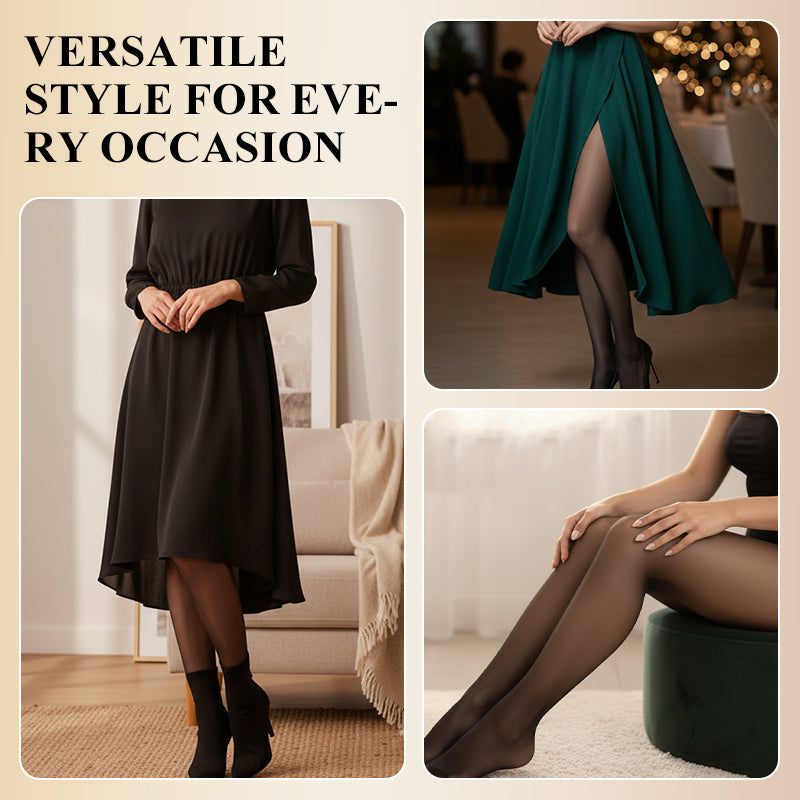 VelouraFlex™ – Sheer Thermal Sculpting Tights with Compression Waistband