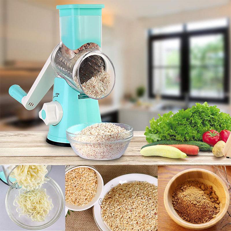Rotary Vegetable Grater | Drum Cutting Blades | Secure Non-Slip Suction Base | SliceCraft