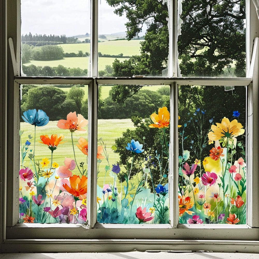 1+1 Free | Colorful Flower Bouquet Window Stickers