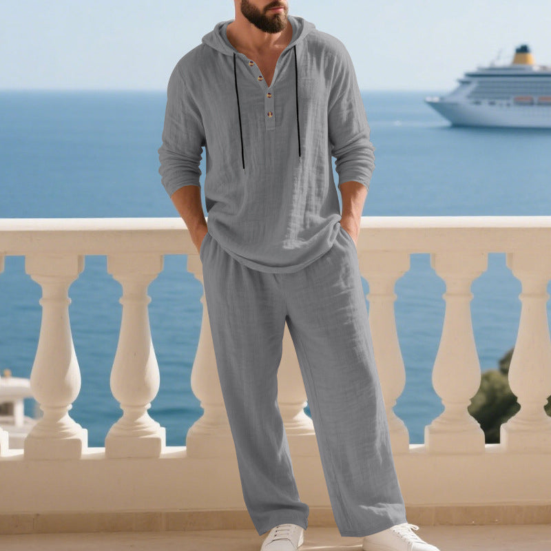 Drakescape™ – Relaxed Hooded Linen-Blend Two-Piece Set