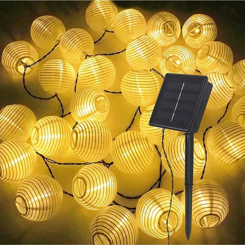 Solar LED Lantern String Lights – IP65 Waterproof Design