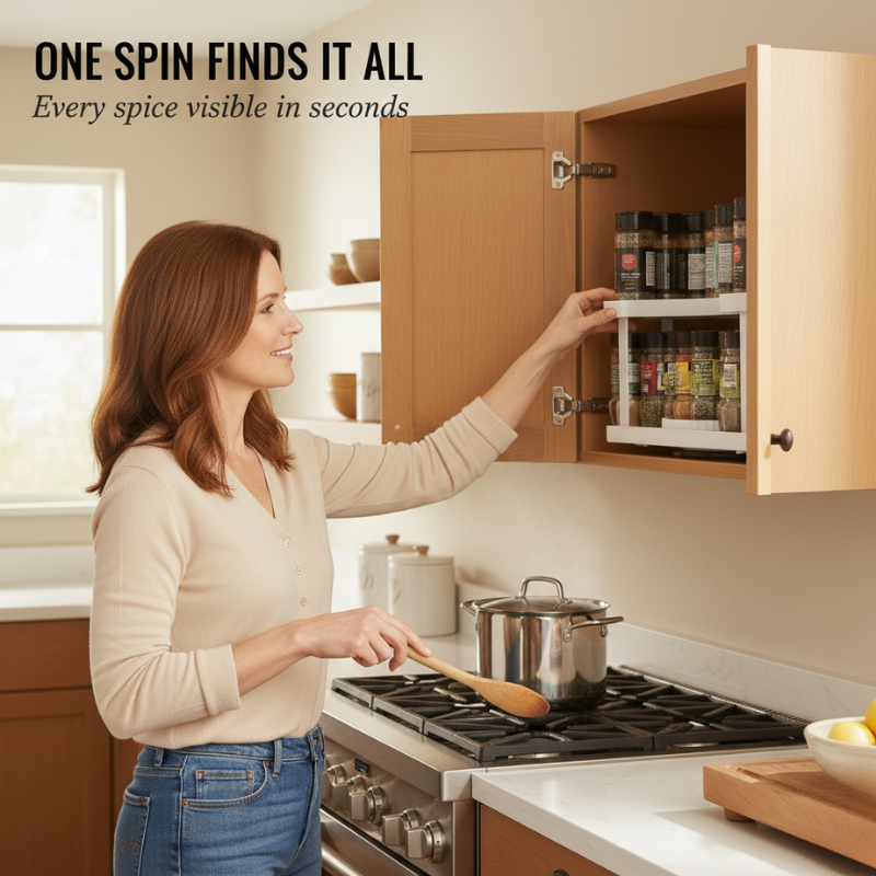 2-Tier Rotating Spice Rack - Quickly Organize and Simplify Cooking