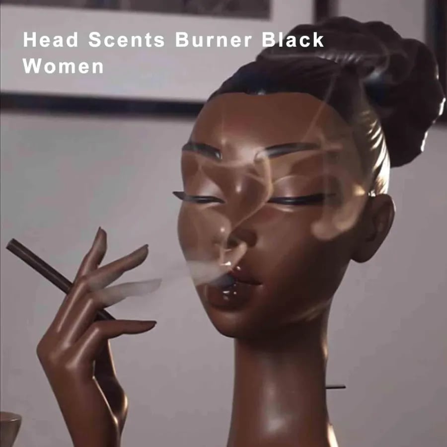 African Woman Head Incense Burner