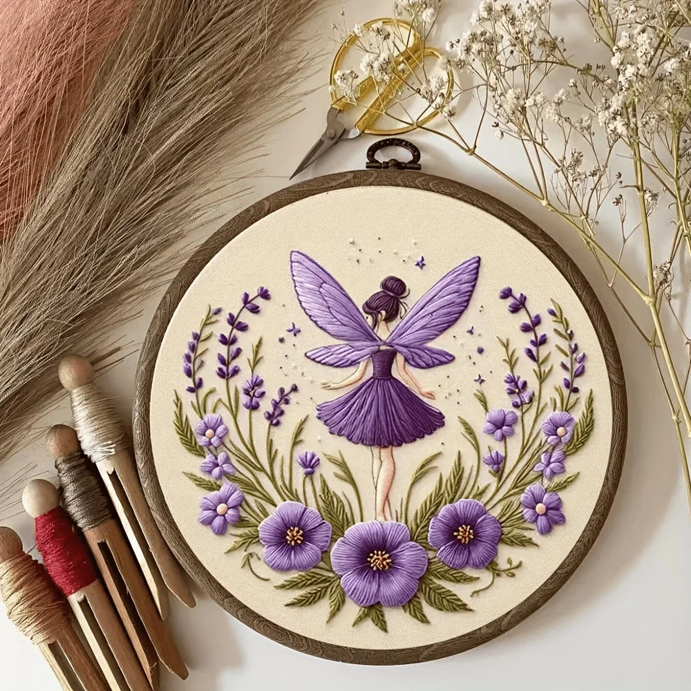 Embroidery Kit Fairy Girl | Pre-Printed Pattern | Instructions and Video Tutorials | CraftLuna