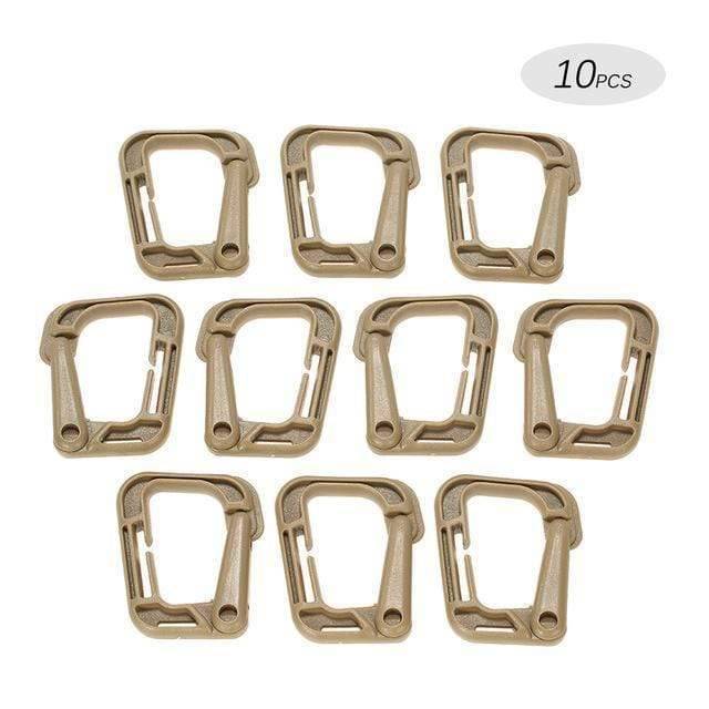 Set of 10 Locking D-Ring Clips for Molle Webbing