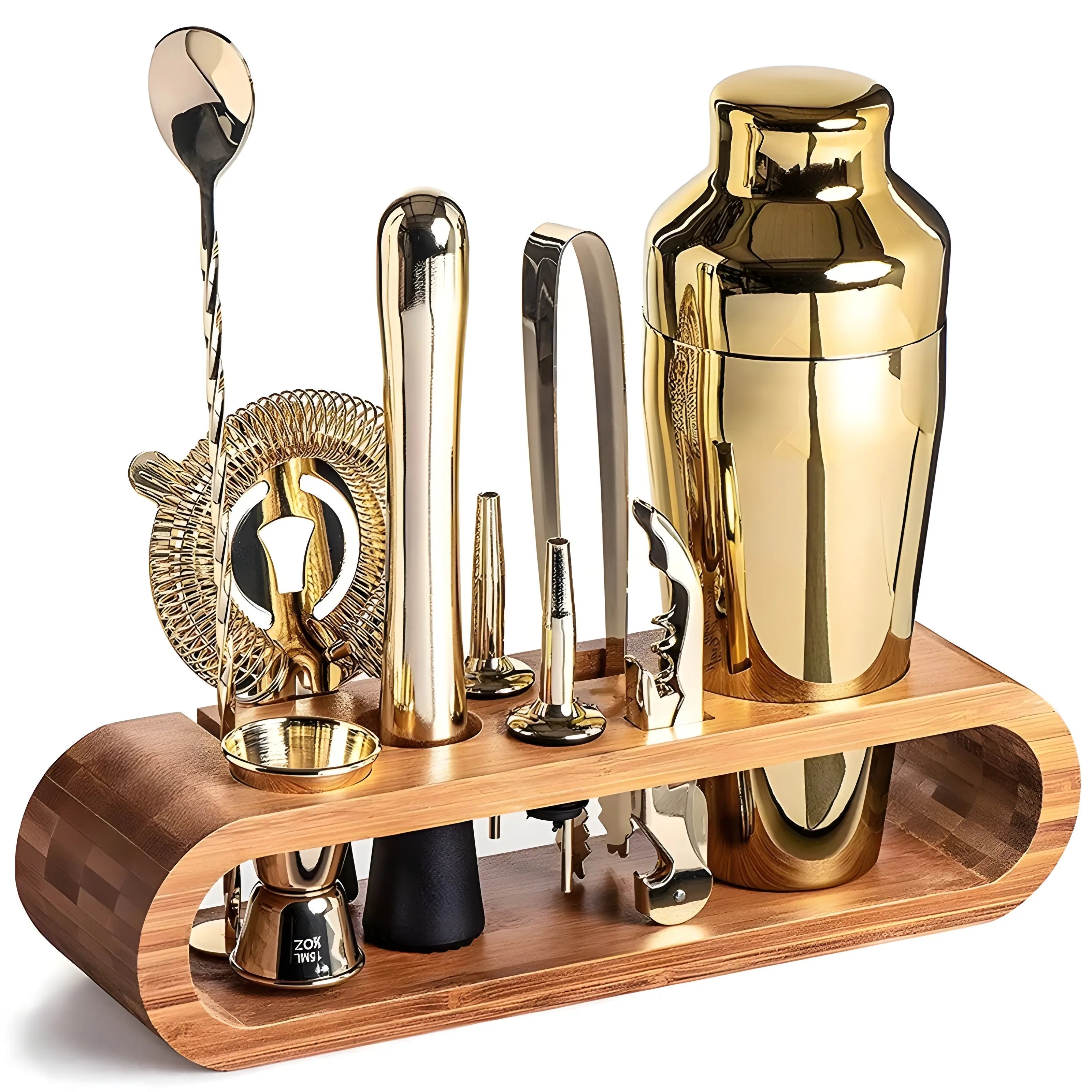 10-piece Drinkware Set | Bamboo Holder | Bar Tools | MixBar