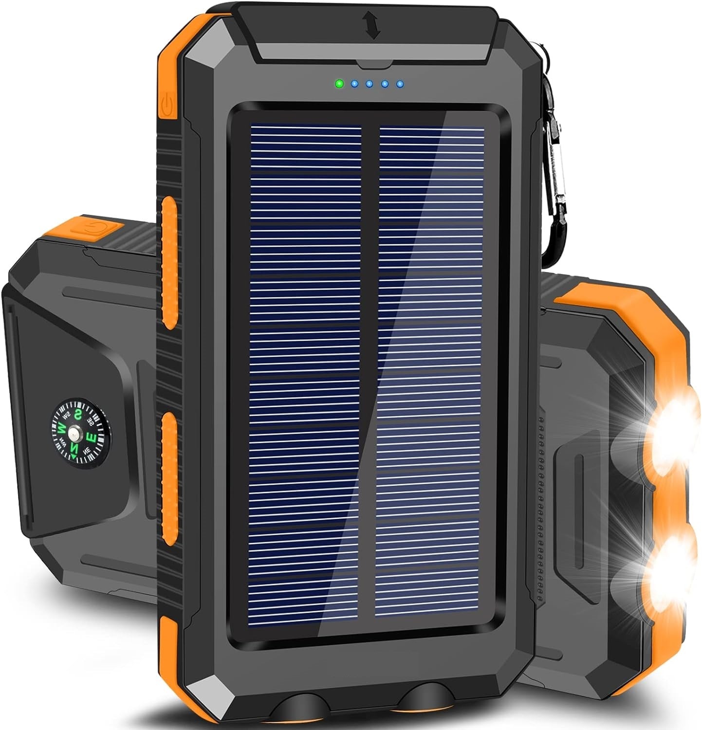 Solar Charger 10,000mAh with Dual USB Ports and LED Light