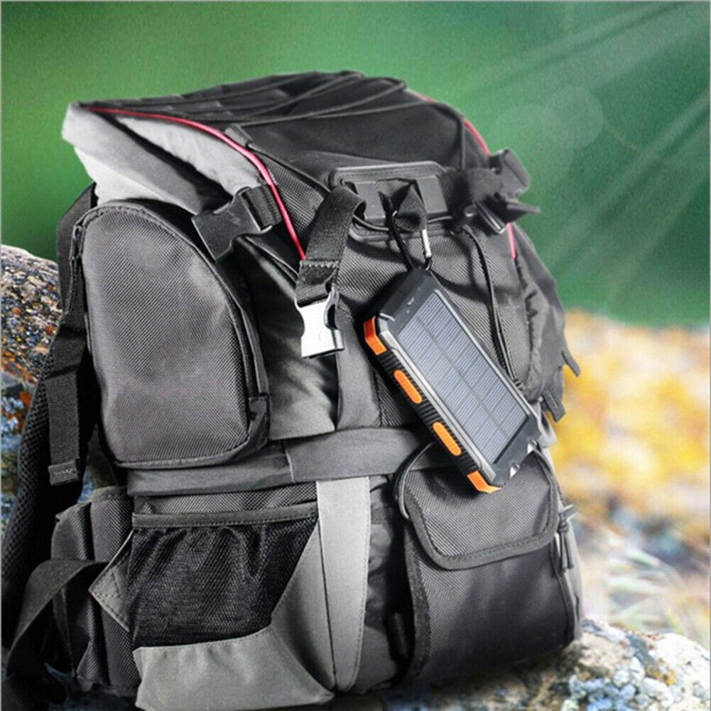 Solar Charger 10,000mAh with Dual USB Ports and LED Light