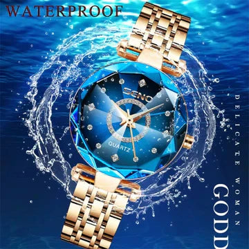 Women's Stainless Steel Watch with Gradient Sunburst Dial by LumaAstra