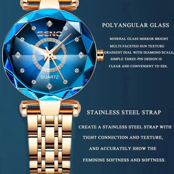 Women's Stainless Steel Watch with Gradient Sunburst Dial by LumaAstra
