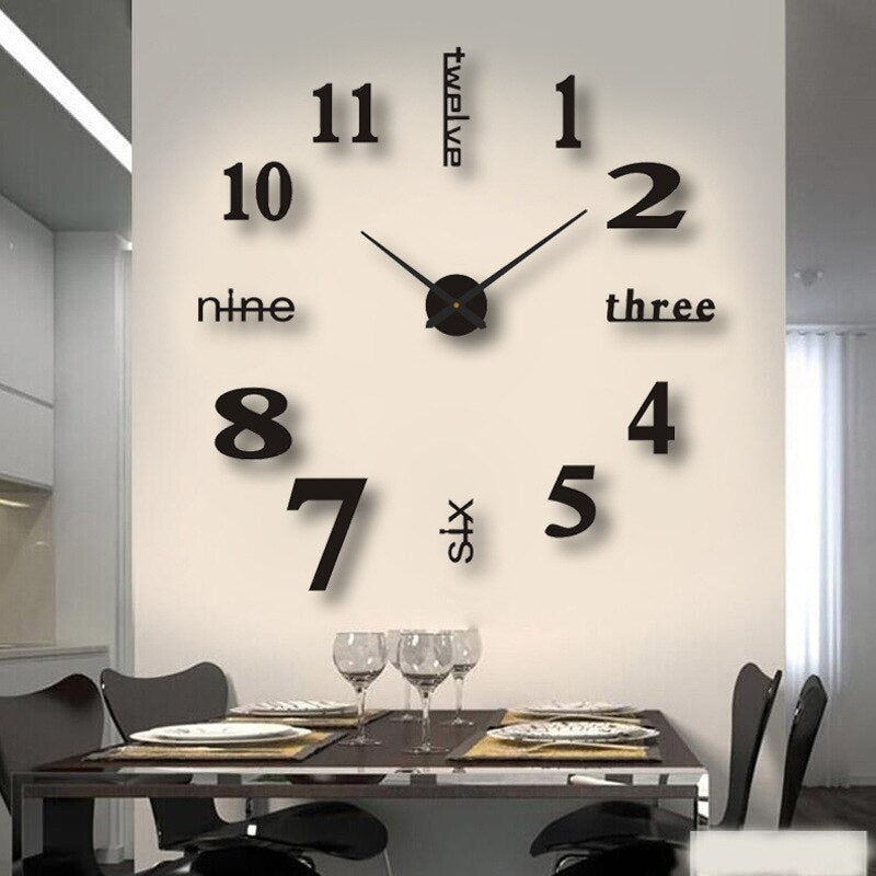 Modern Wall Clock Featuring 3D Raised Numbers Design