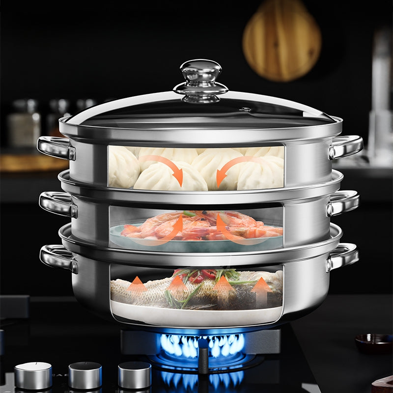 Multi-Level Steaming Appliance – 3-Tier Food Steamer for Vegetables and Fish