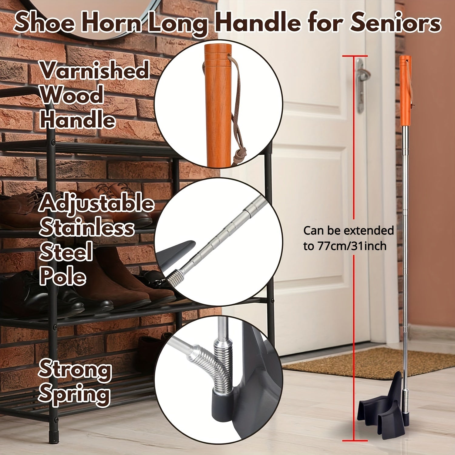Extended Shoe Horn with Telescopic Handle