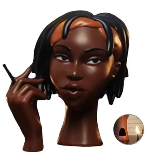 African Woman Head Incense Burner