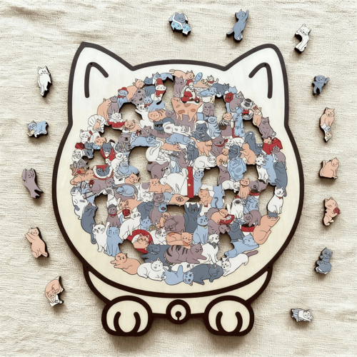 Calming Wooden Puzzle for Cat Lovers