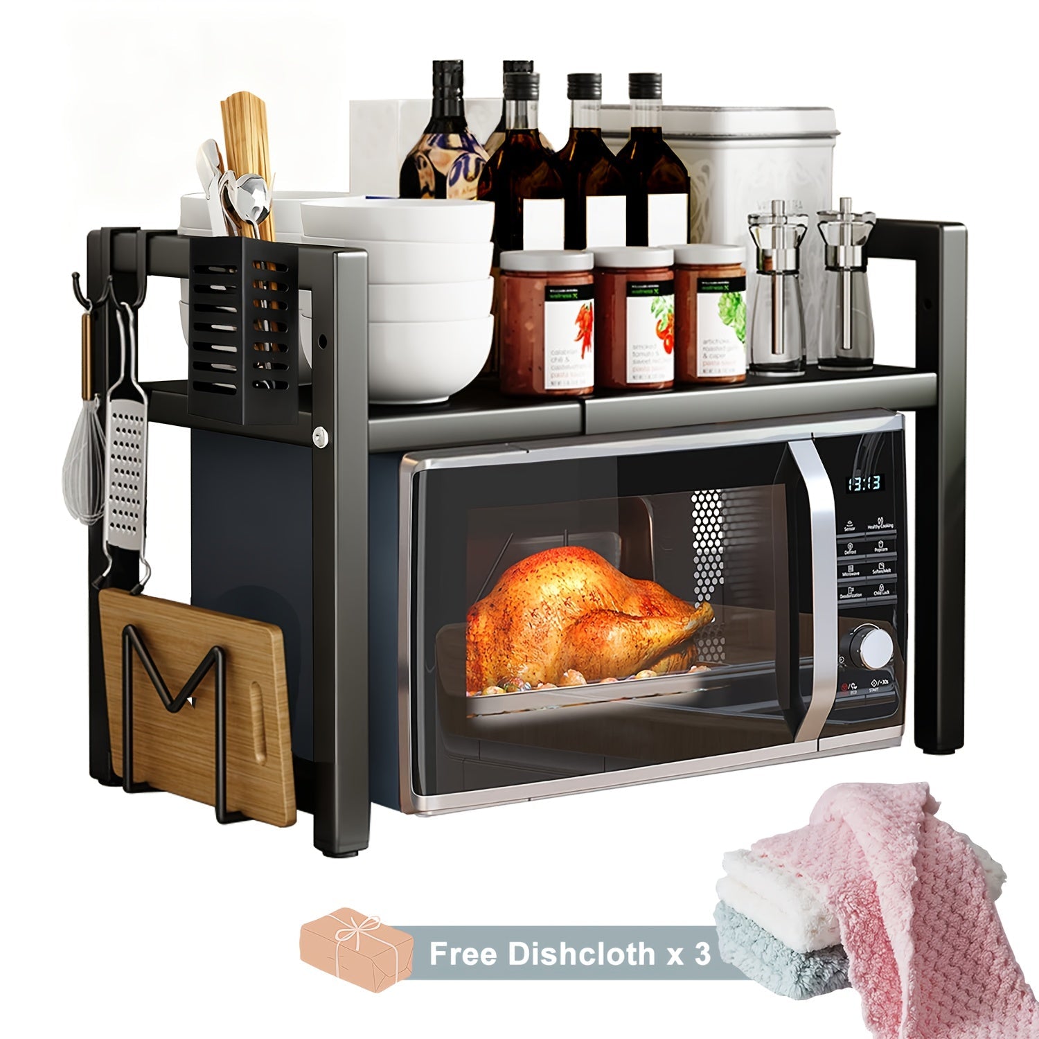 Expandable Microwave Rack with 2 Tiers