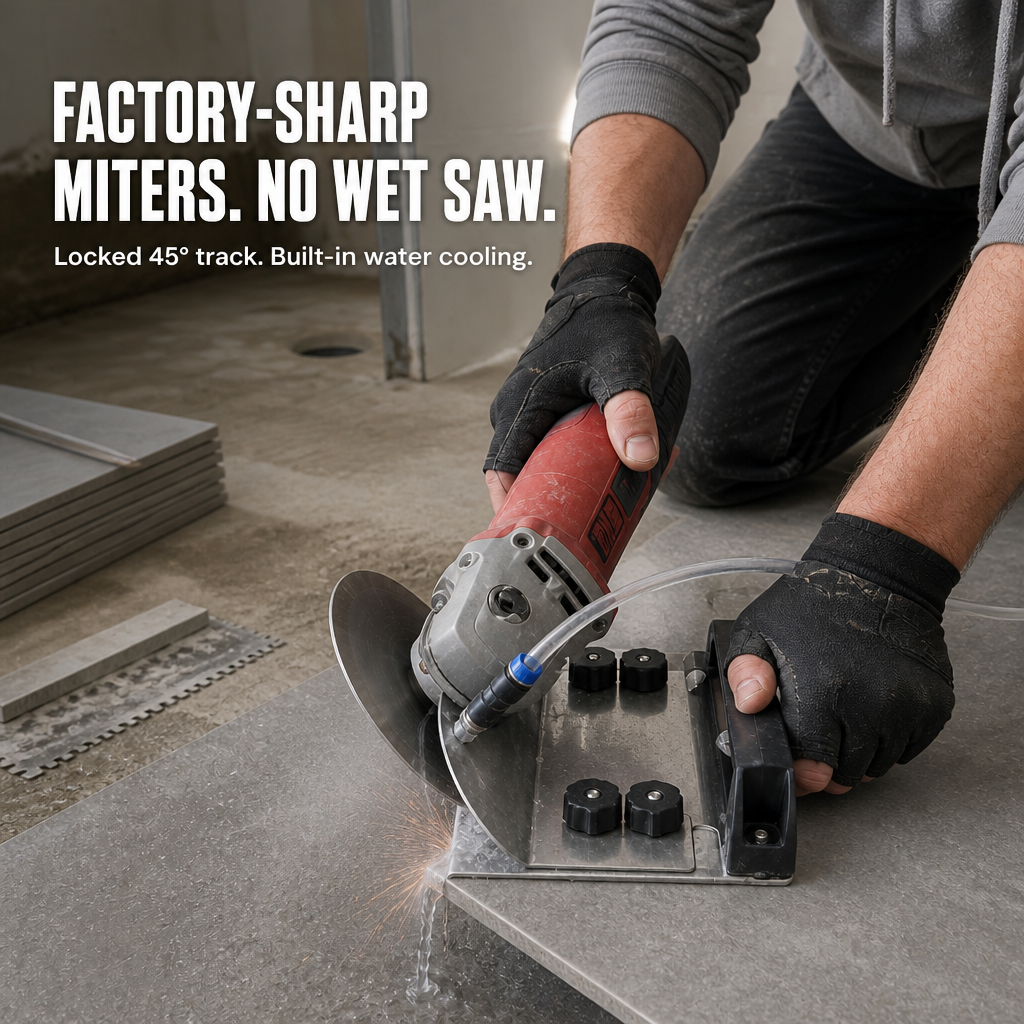PrecisionPro™ — Carve Factory-Sharp 45° Tile Miters Without a Wet Saw