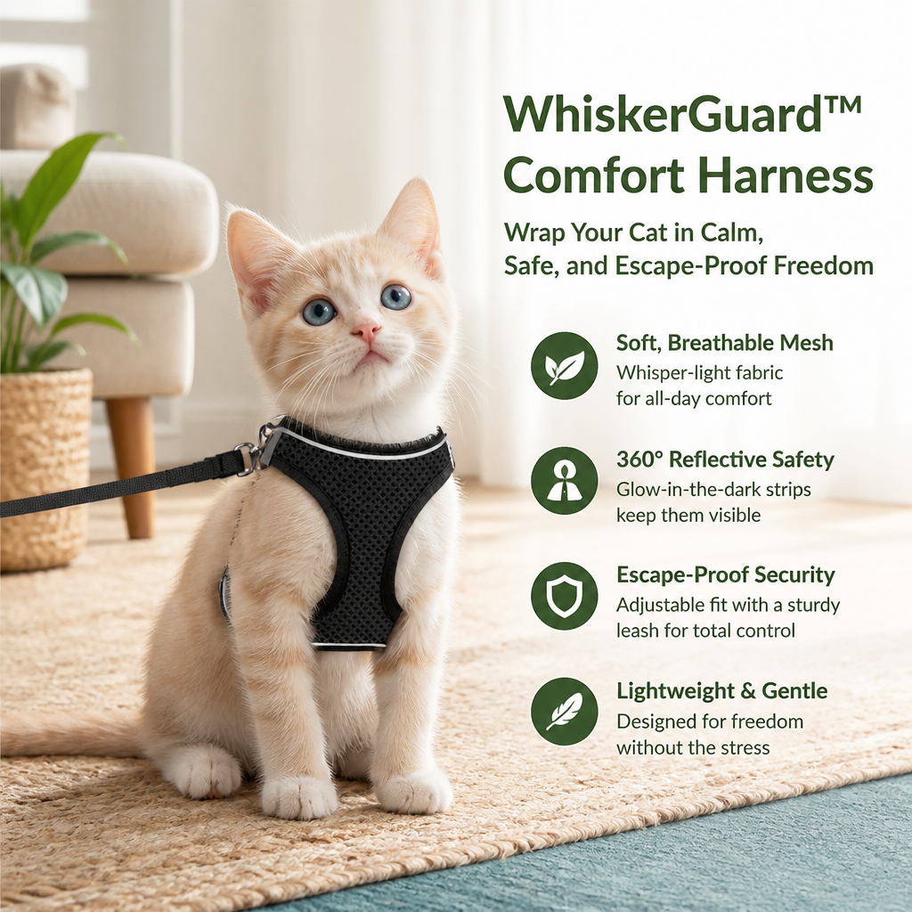 WhiskerGuard™ Comfort Harness — Wrap Your Cat in Calm, Safe, and Escape-Proof Freedom