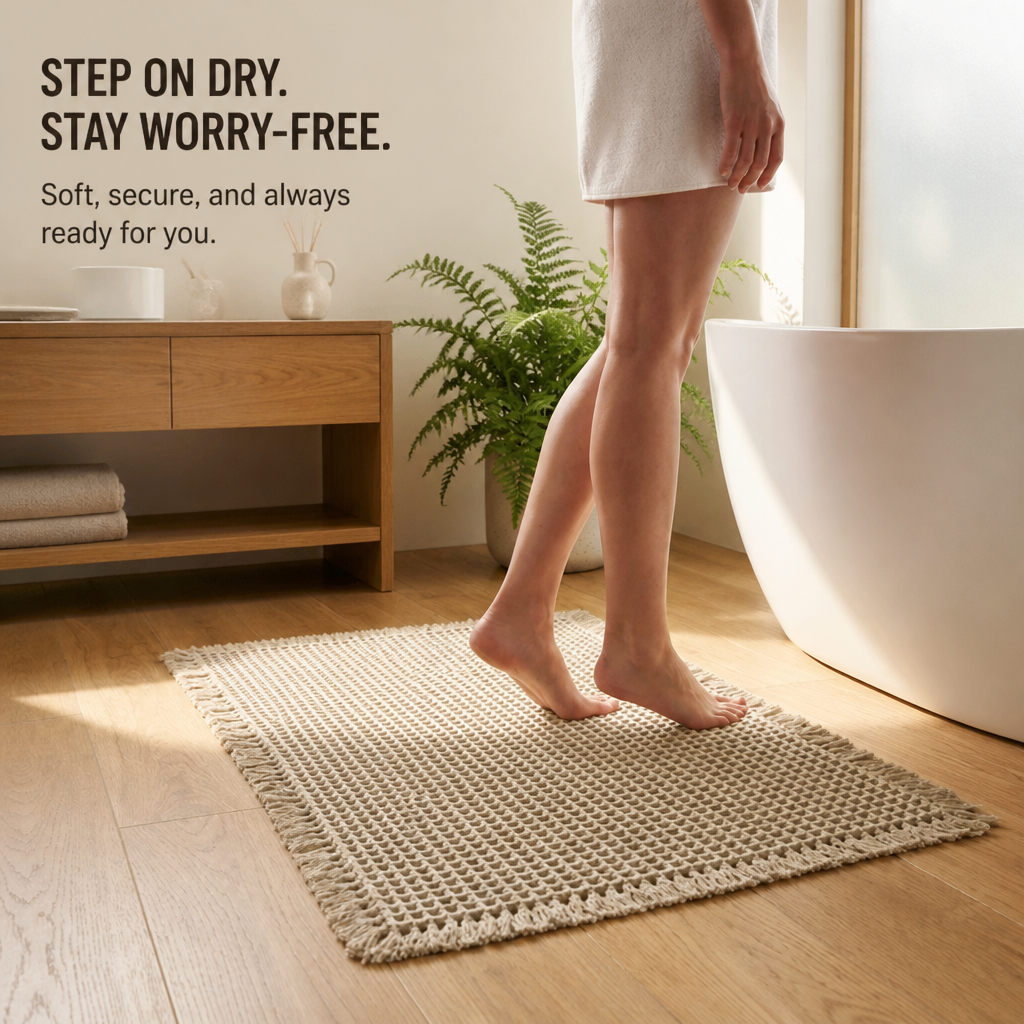 AquaSilk™ Waffle Bath Mat — Step onto Instant Dryness and Cozy Safety Every Time