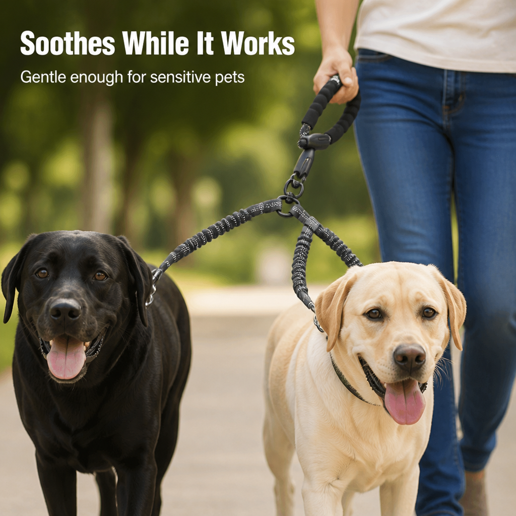 VersaTether™ — Effortless, Tangle-Free Control for Happier, Calmer Walks with Two Dogs