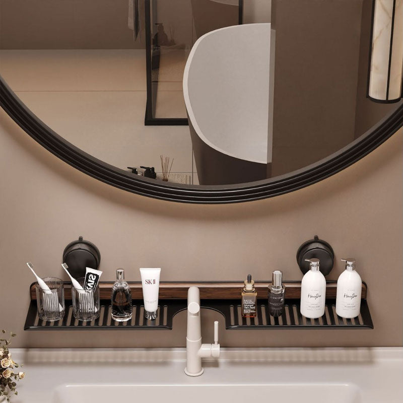 Wood-Look & Metal Faucet Shelf – No Drilling Required