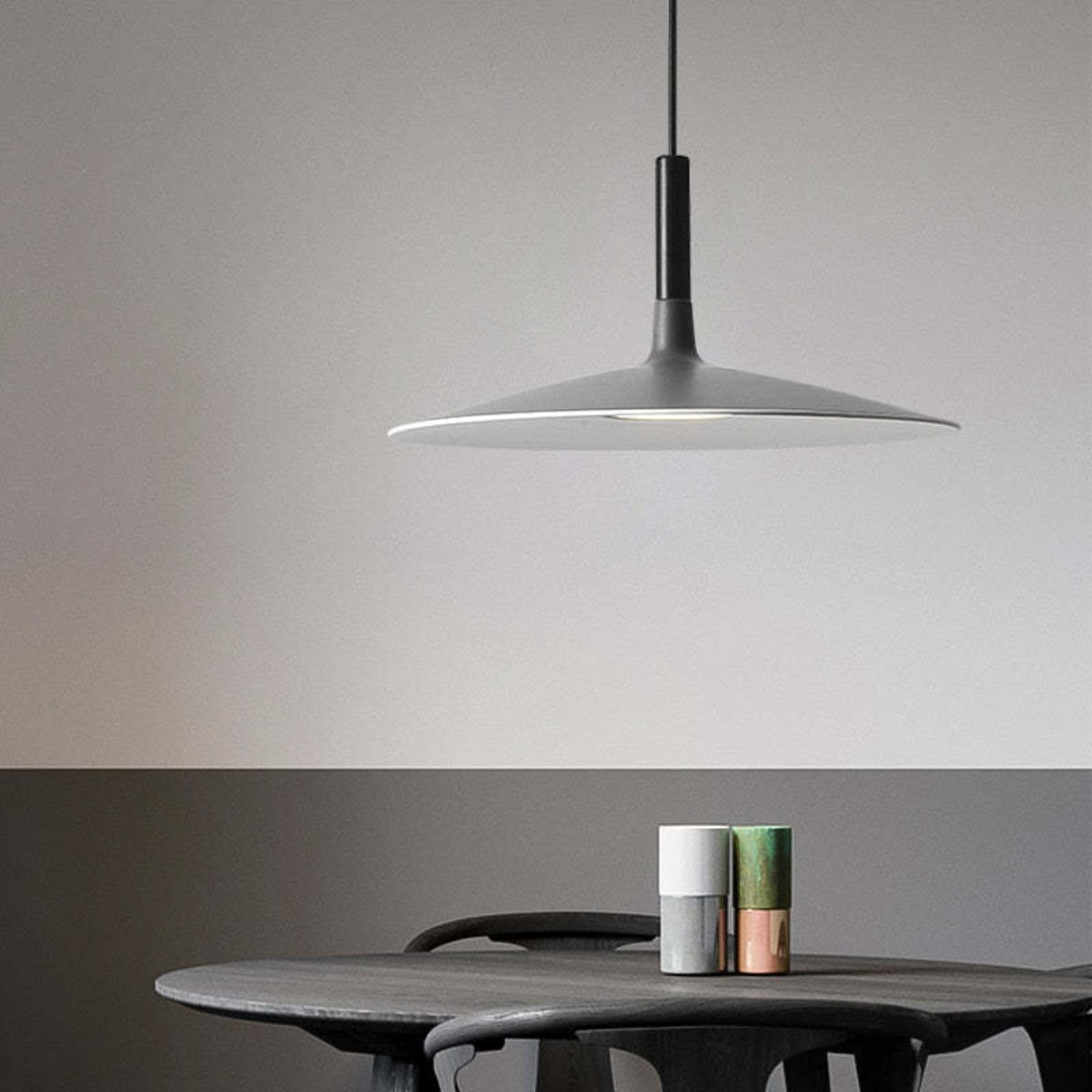Contemporary White Metal Hanging Lamp – LED, Height Adjustable