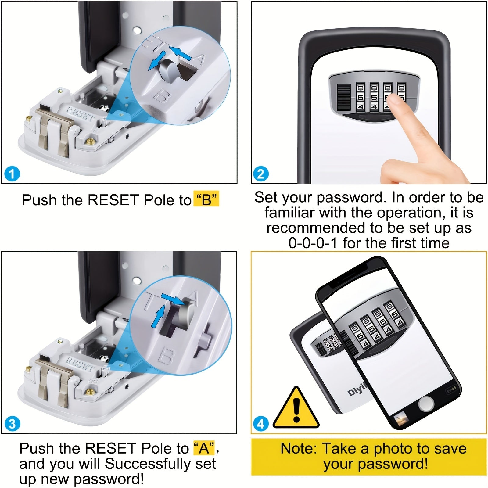 Outdoor Key Safe with Combination Lock and Cover