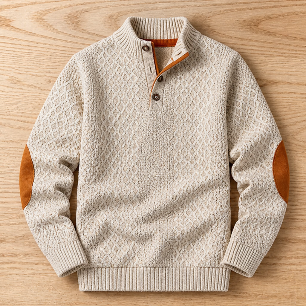VeroLux™ Jacquard Collar Sweater — Command Every Room with Rugged Comfort and Sharp Style