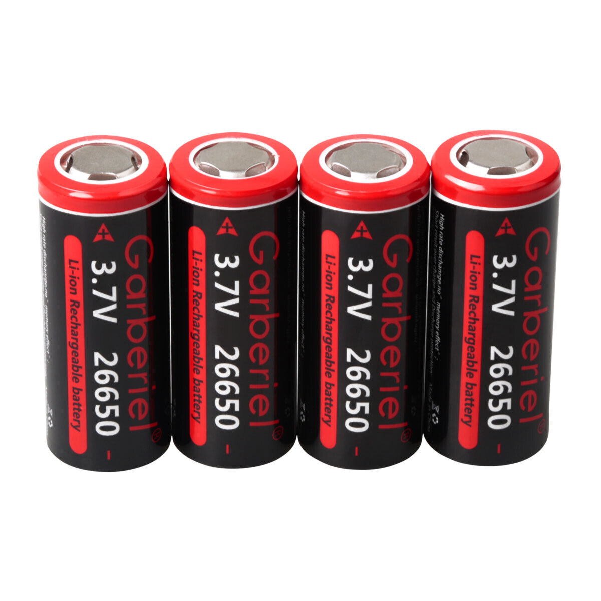 2-Pack 3.7V Rechargeable Flat Top Lithium-ion Batteries 26650