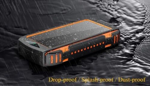Solar Power Bank 20000mAh with 10W Wireless Charger and LED Light