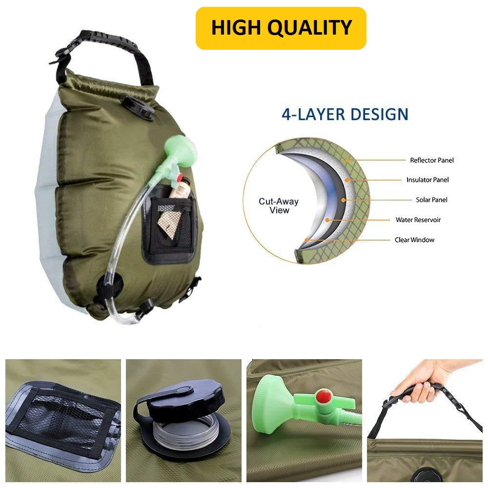 20L Outdoor Camping Shower Bag with Solar Heating – Portable Design