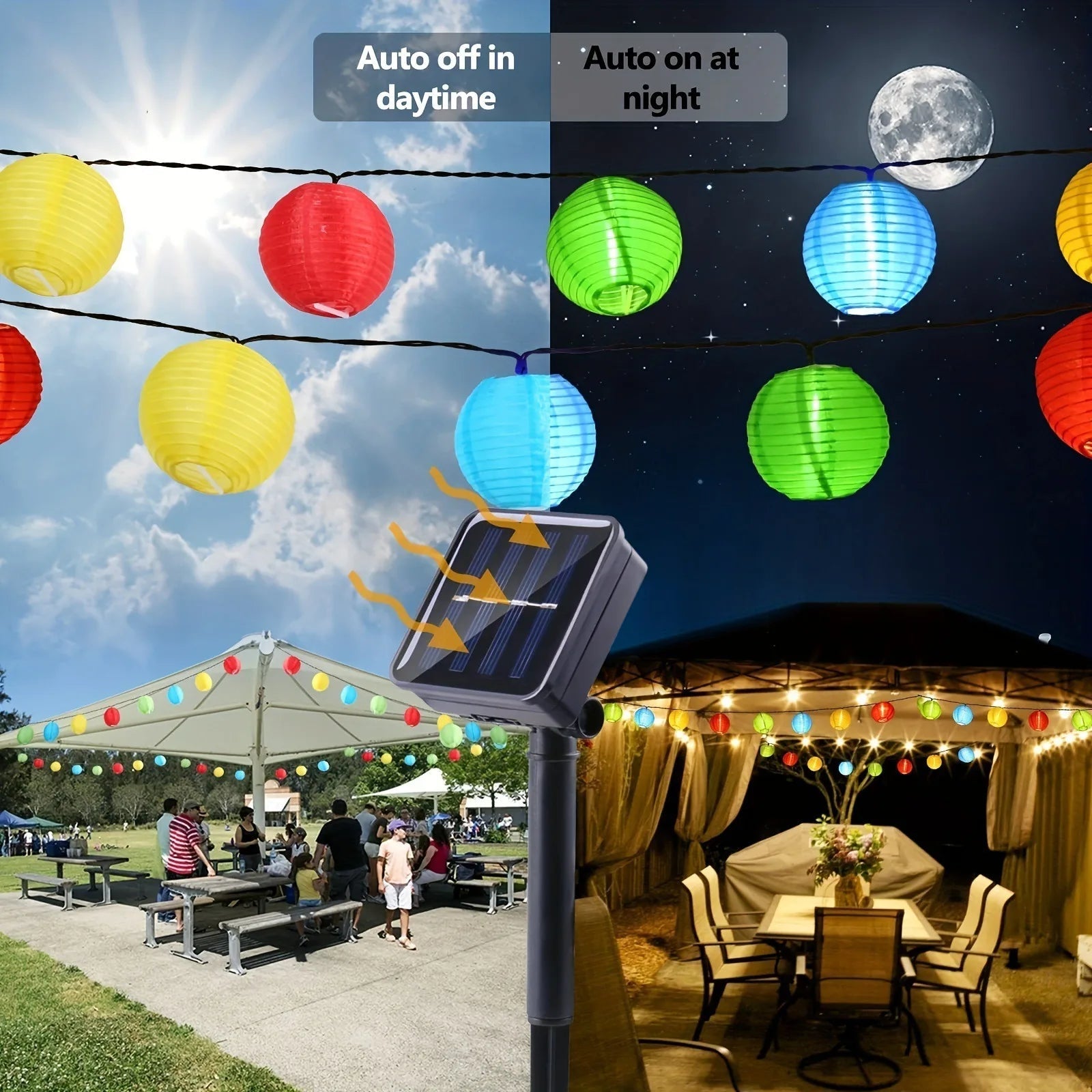 Solar LED Lantern String Lights – IP65 Waterproof Design