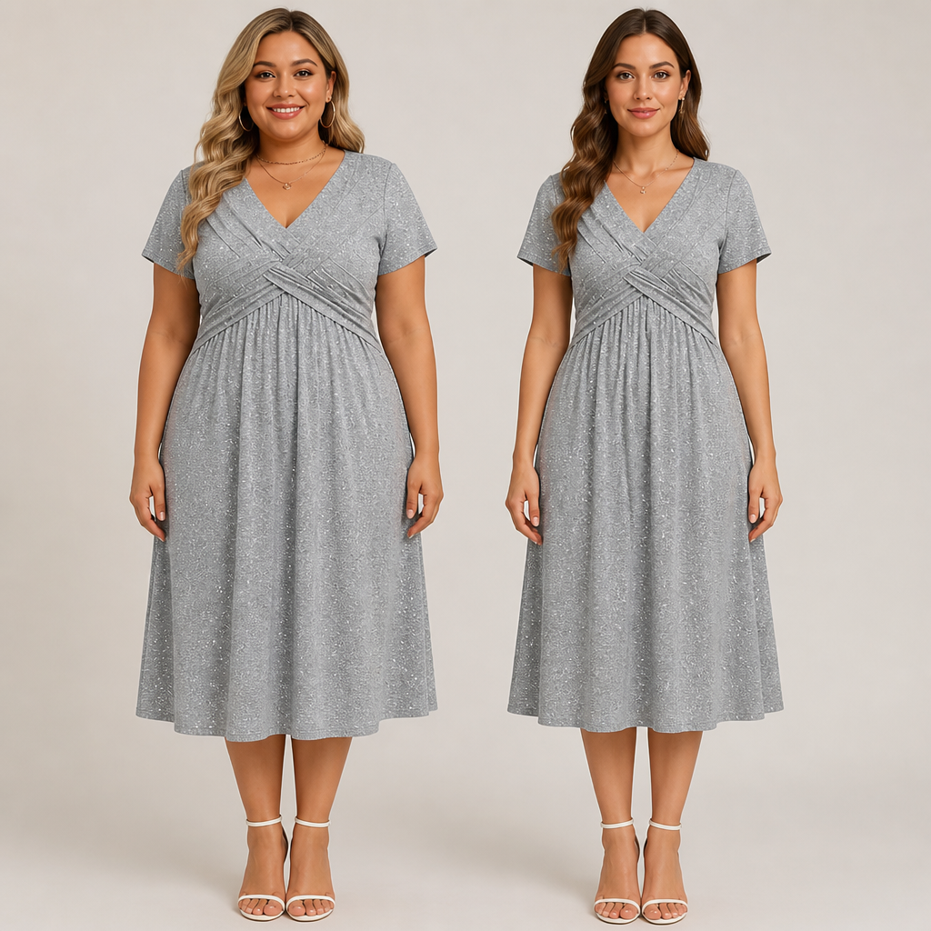 LuminaCurve™ Twisted V-Neck Dress — Own Every Curve with Effortless Elegance and Hidden Freedom