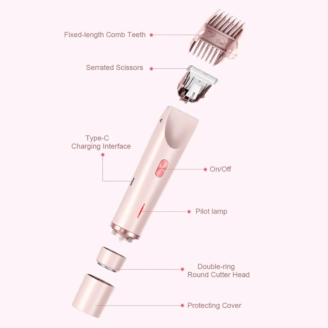 TrimVel | 2 in 1 painless bikini and facial hair trimmer