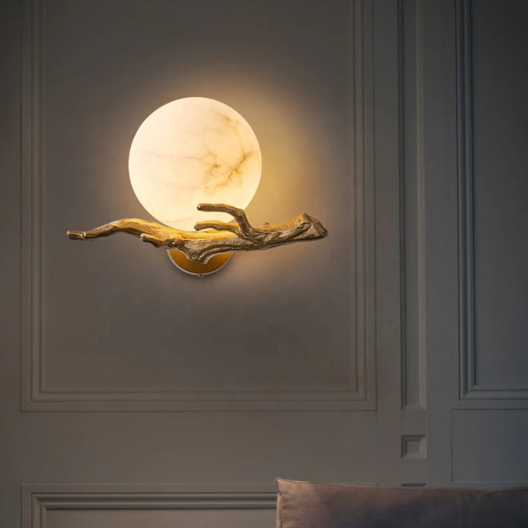 Marble Wall Sconce with Warm LED Illumination