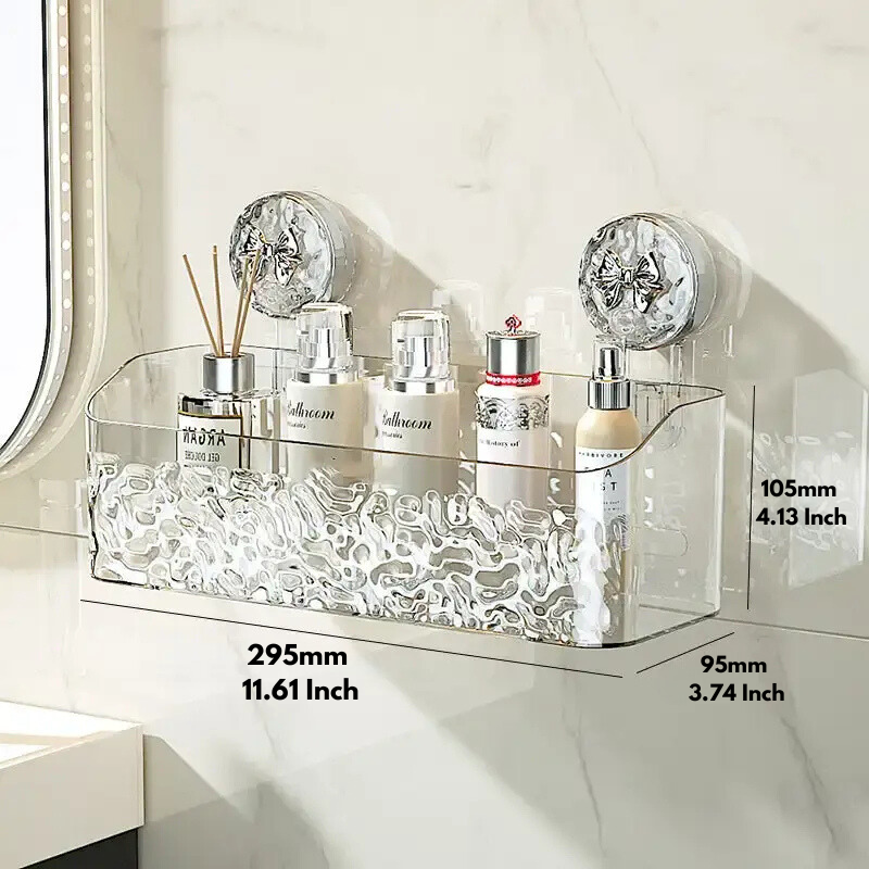 Practical no-drill wall shelf for bathroom
