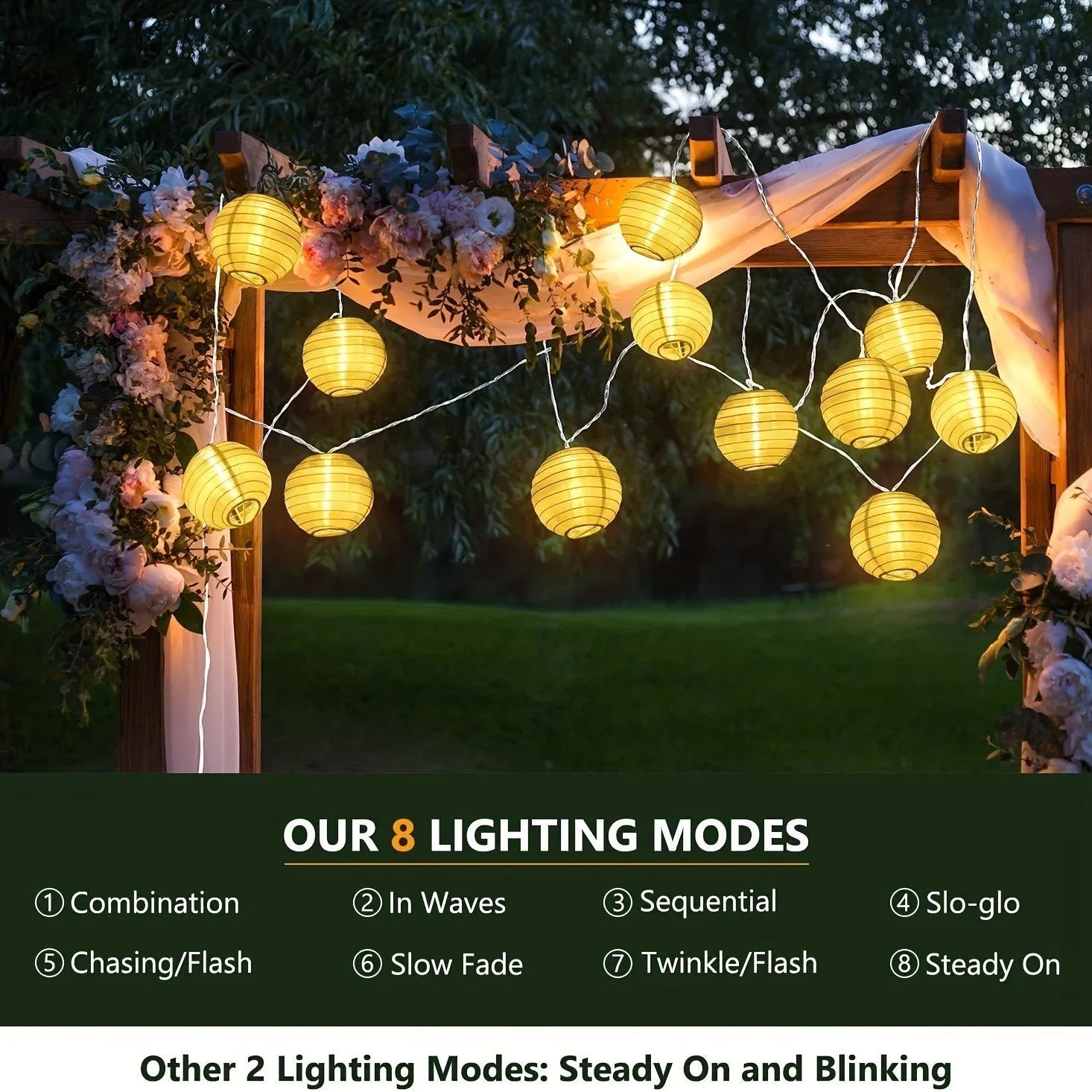 Solar LED Lantern String Lights – IP65 Waterproof Design
