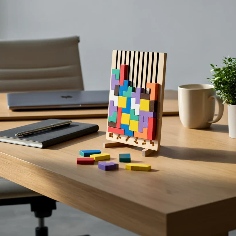 Wooden Tetris Puzzle Tray – An Ideal Mind Break for Your Workspace