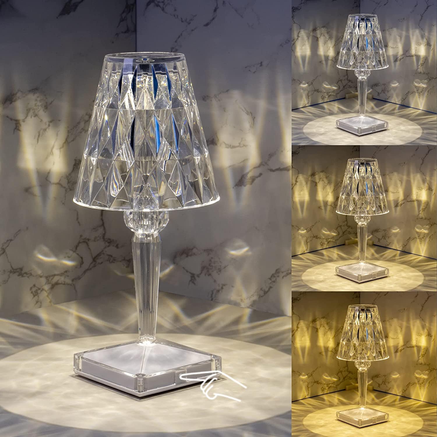 LED Glass Crystal Table Lamp