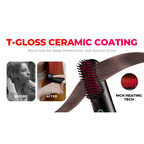 LuxeGlide™ Heat Brush — Transform Frizz into Silky Shine Instantly Without Pain or Damage