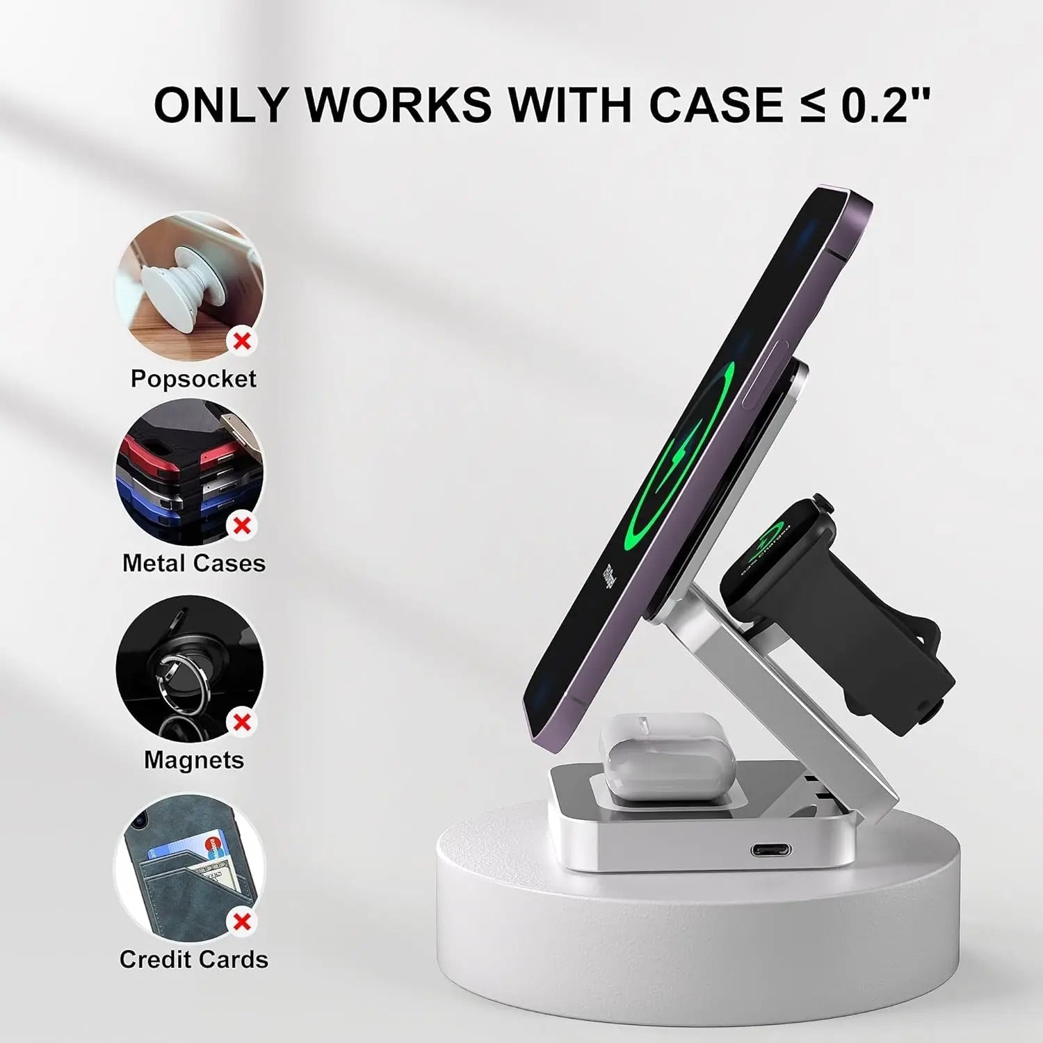 3-in-1 Wireless Charger with Magnetic Design for iPhone, AirPods, Apple Watch